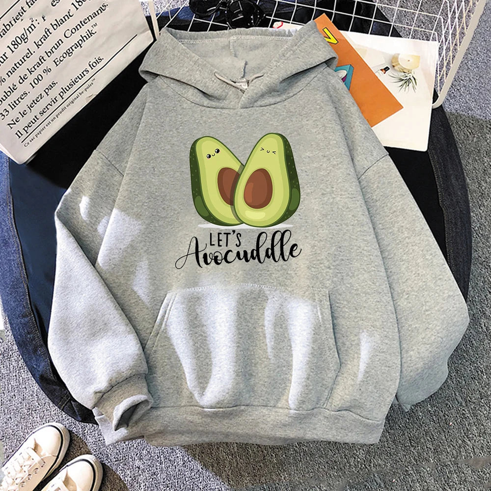 ytools Oversized Hoodies Cartoon Avocado Print Sweatshirt