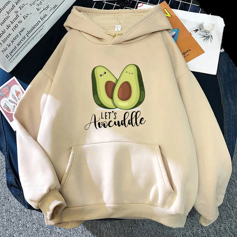 ytools Oversized Hoodies Cartoon Avocado Print Sweatshirt