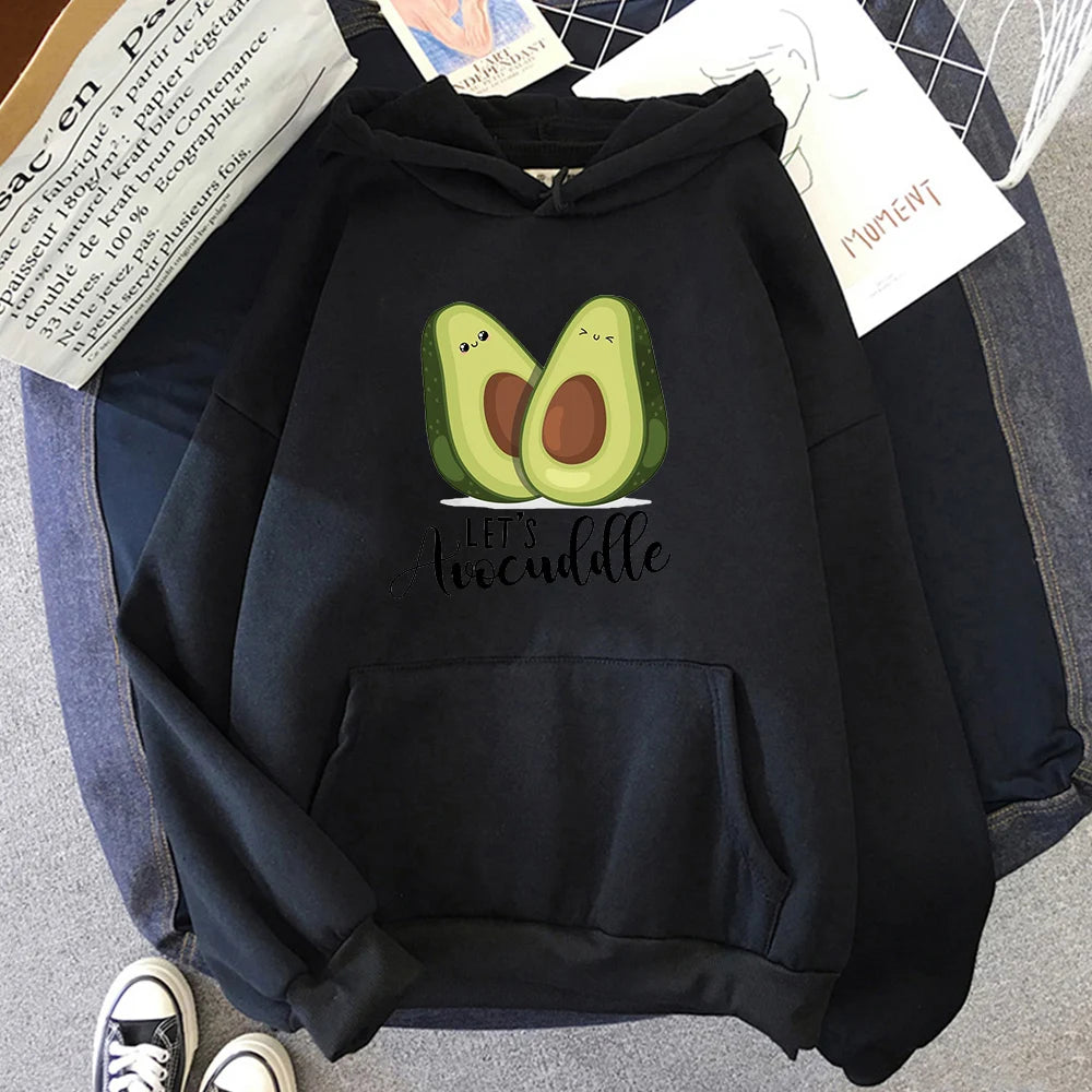 ytools Oversized Hoodies Cartoon Avocado Print Sweatshirt