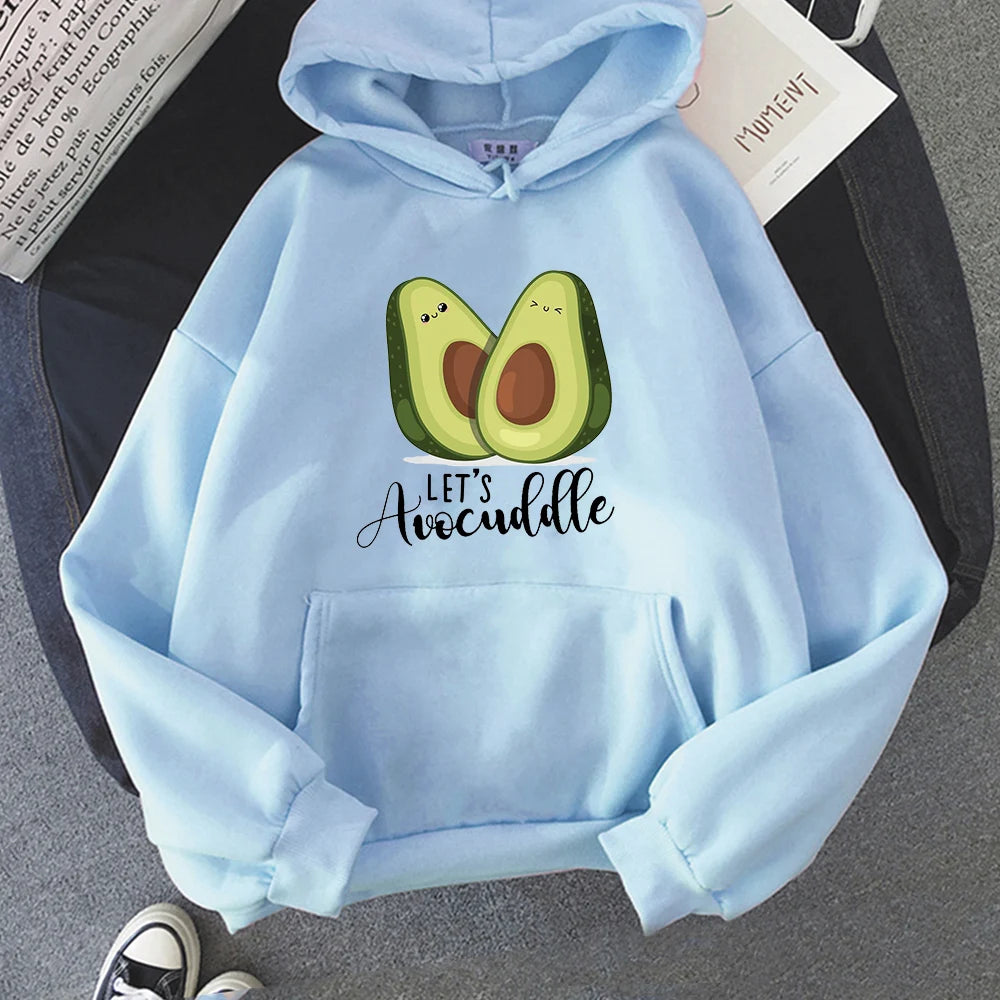 ytools Oversized Hoodies Cartoon Avocado Print Sweatshirt