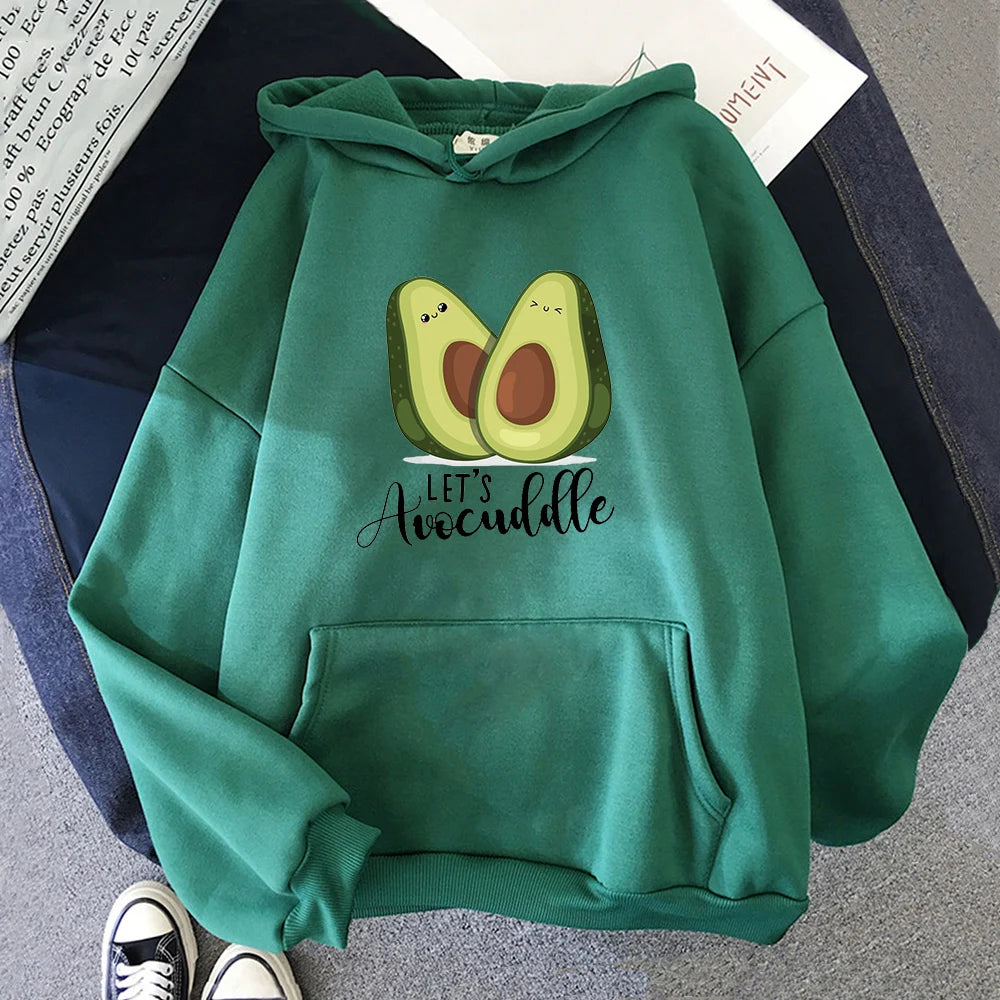 ytools Oversized Hoodies Cartoon Avocado Print Sweatshirt