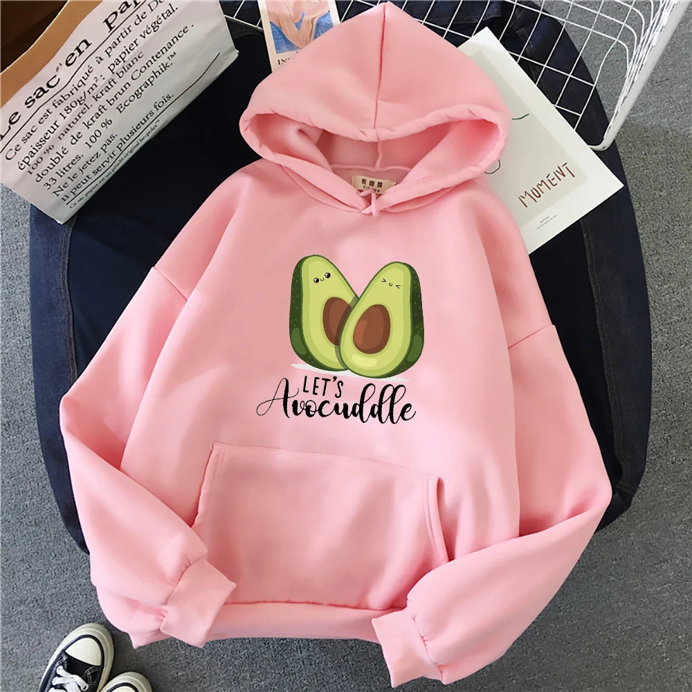 ytools Oversized Hoodies Cartoon Avocado Print Sweatshirt