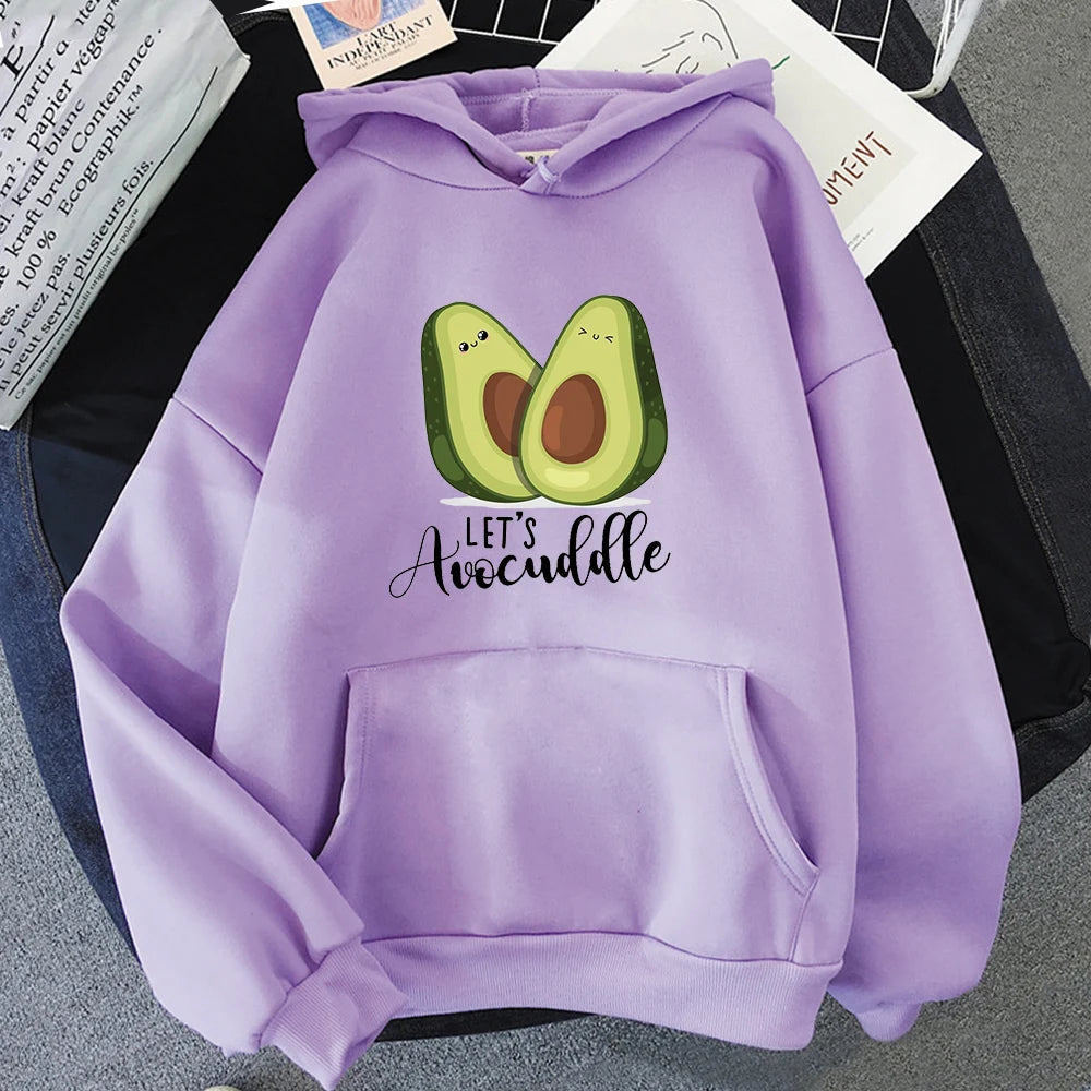 ytools Oversized Hoodies Cartoon Avocado Print Sweatshirt
