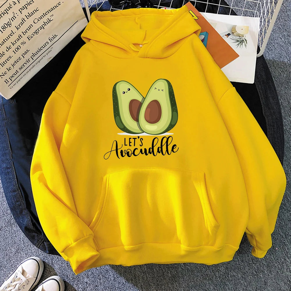 ytools Oversized Hoodies Cartoon Avocado Print Sweatshirt