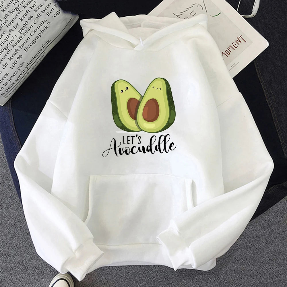 ytools Oversized Hoodies Cartoon Avocado Print Sweatshirt