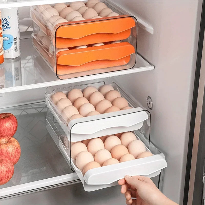 ytools 1pc Kitchen Egg Storage Box Refrigerator Fresh Plastic 2-Layer