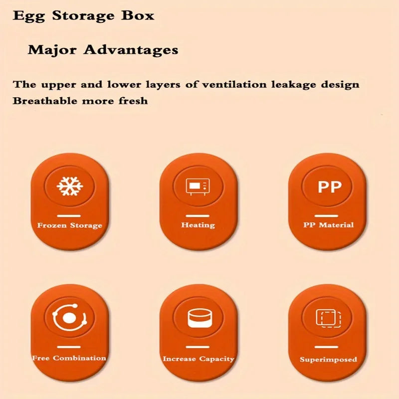 ytools 1pc Kitchen Egg Storage Box Refrigerator Fresh Plastic 2-Layer