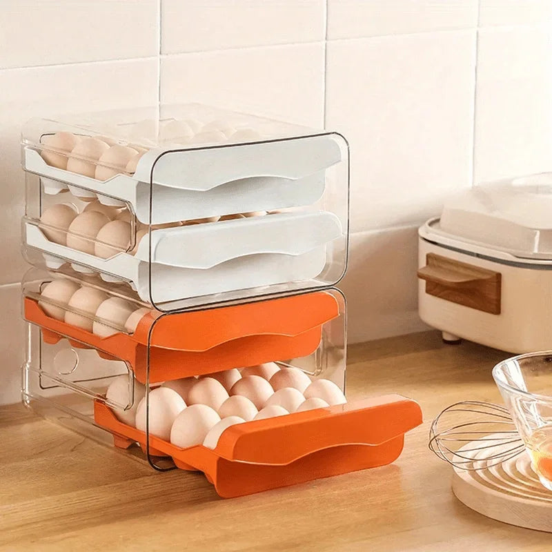 ytools 1pc Kitchen Egg Storage Box Refrigerator Fresh Plastic 2-Layer